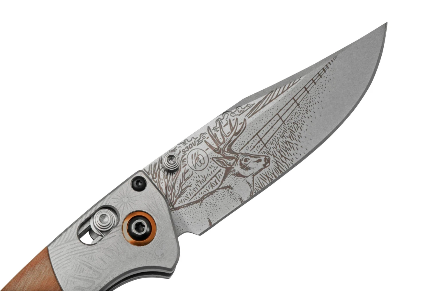 Benchmade Mini Crooked River Whitetail Limited Edition Artist Series 15085-2202, Couteau De Poche De Chasse, Casey Underwood Design 8 Benchmade Mini Crooked River Whitetail Limited Edition Artist Series 15085-2202, Couteau De Poche De Chasse, Casey Underwood Design – Image 6