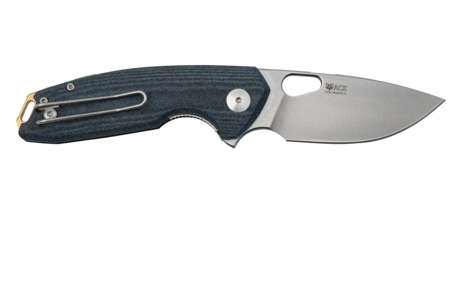 GiantMouse ACE Tribeca, Stonewashed Magnacut, Denim Canvas Micarta Couteau De Poche 4 GiantMouse ACE Tribeca, Stonewashed Magnacut, Denim Canvas Micarta Couteau De Poche – Image 2
