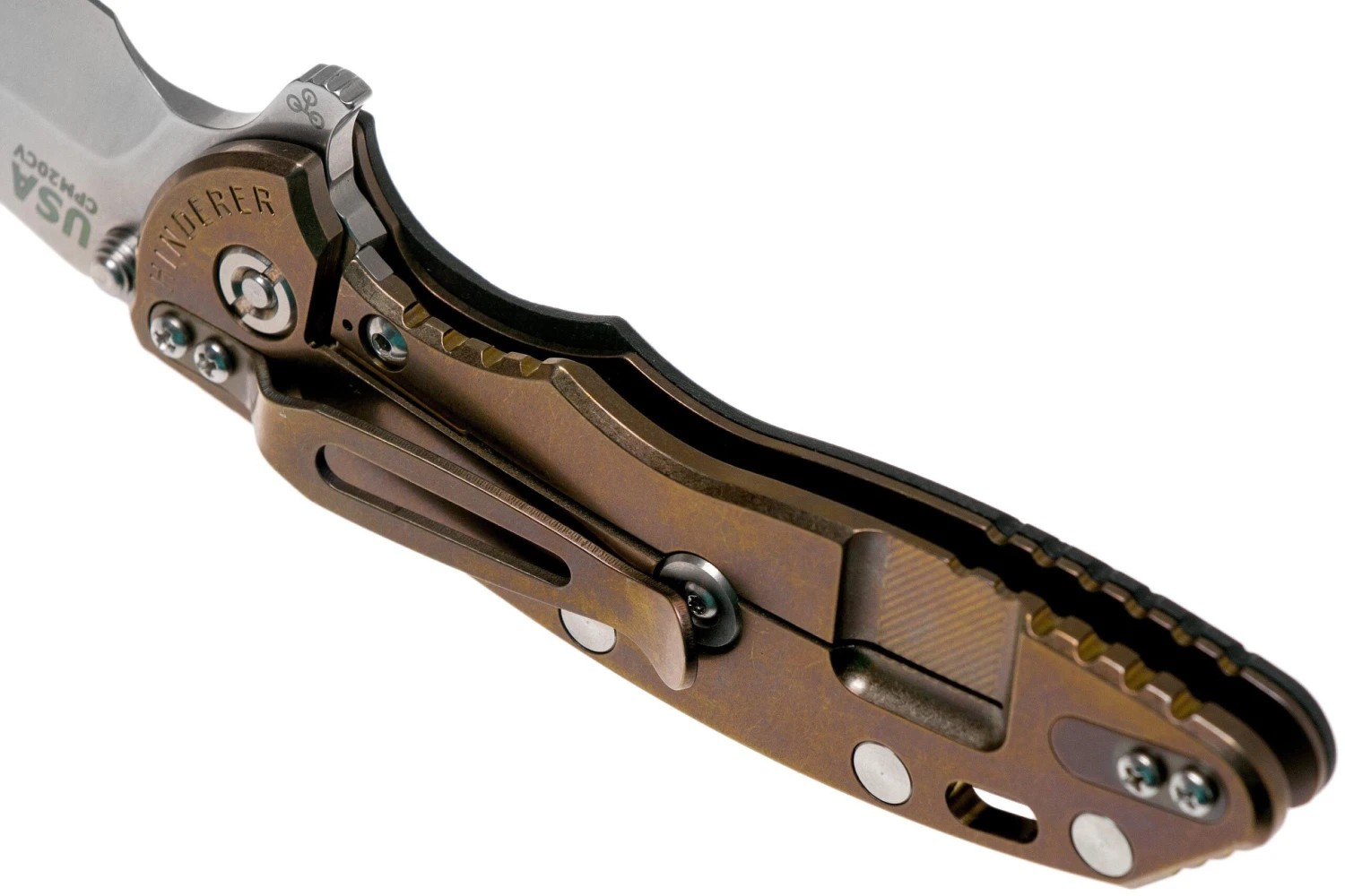 Rick Hinderer XM-18 3.5" Skinny Harpoon Spanto Stonewash Bronze, Black G10 Couteau De Poche 7 Rick Hinderer XM-18 3.5" Skinny Harpoon Spanto Stonewash Bronze, Black G10 Couteau De Poche – Image 5