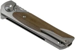 Liong Mah Warrior Two V3 Green Canvas Micarta Couteau De Poche -Chic Couteaux Magasin LO WA GCM3 04 liong mah design