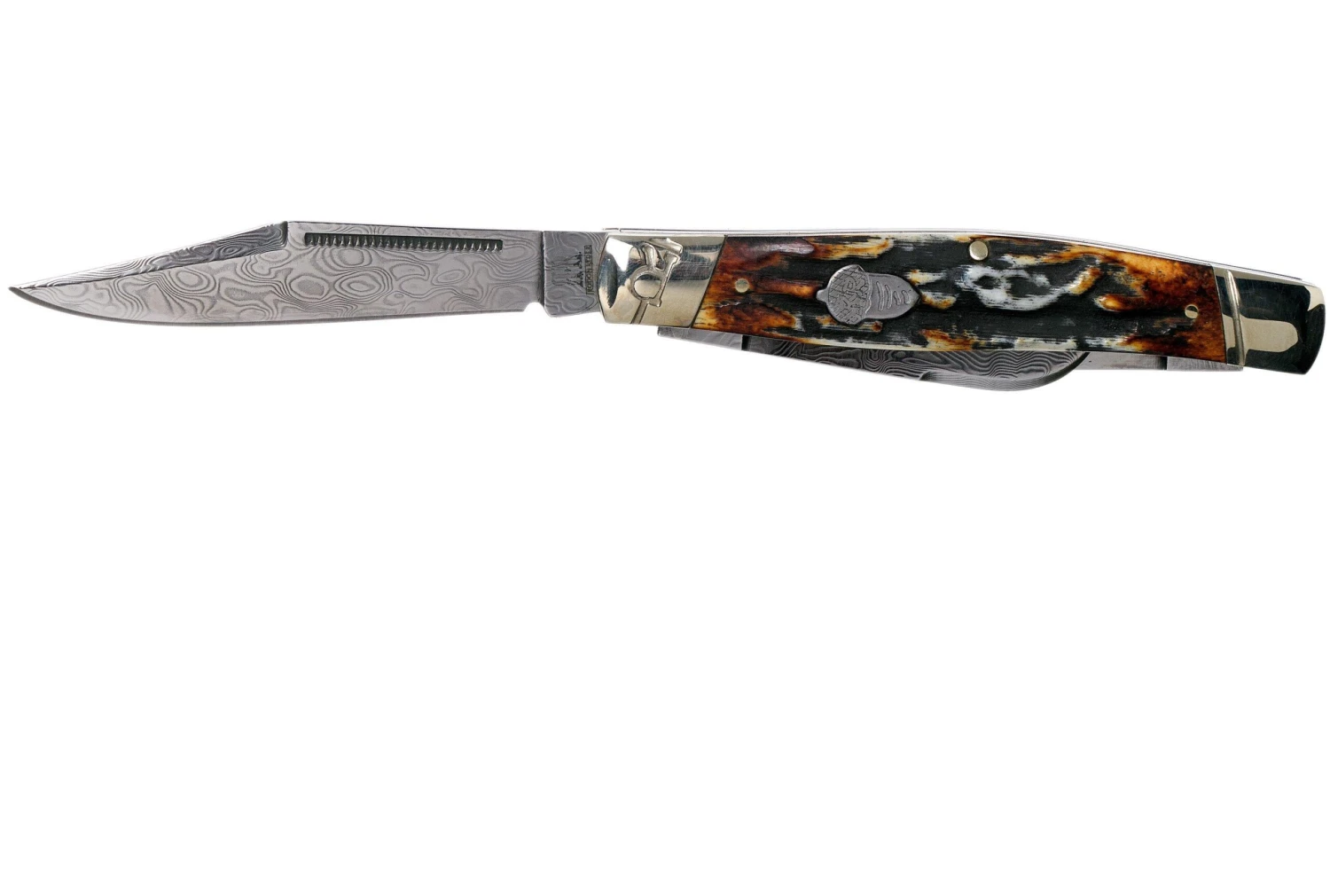 Rough Ryder Stockman Cinnamon Stag RR2160 Damascus Slipjoint Couteau De Poche 5 Rough Ryder Stockman Cinnamon Stag RR2160 Damascus Slipjoint Couteau De Poche – Image 3